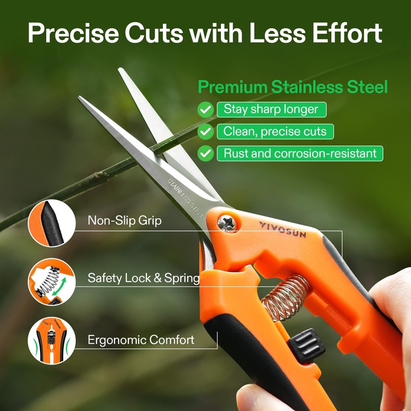 VIVOSUN 6.5 Inch Gardening Scissors Hand Pruner Pruning Shear with