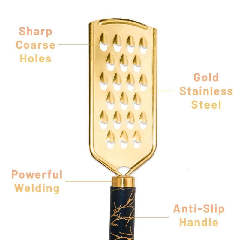 Professional Cheese Grater, Gold Stainless Steel Cheese Grater Handheld, Grater