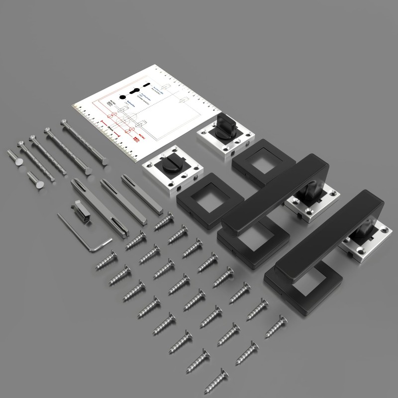AwmnSrman Handle Set Toilet Bathroom Door Lock Cube Door Handles