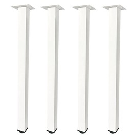 QLLY 28 inch Adjustable Metal Desk Legs, Square Office Table Furniture Leg, Table Leg, Set of 4 (White)