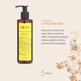 BODHI® Shower Gel Citrus Mix 250 ml with Refreshing Citrus Fragrance Organic & Vegan with Pure Essential Oils 98% Natural