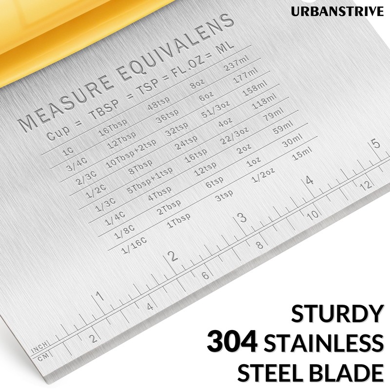 Urbanstrive Bench Scraper for Baking, Stainless Steel Dough Cutter and