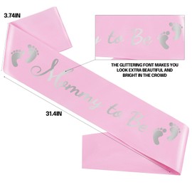 Mommy to be sash and 2 pcs,Grandma to be Sashes -Baby Shower Decorations, Gender Reveal, Welcome Baby, Baby Sprinkle, Baby Shower Sash, Light Pink Baby Shower Mommy to Be - Sash with Silver Lettering