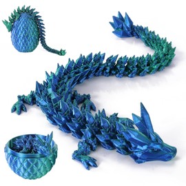 12inch 3D Printed Dragon Eggs with Dragon Inside, Articulated Crystal Dragon in Egg, Executive Dragon Fidget Desk Toys for Gifts, Home Office Decor (Laser Green)