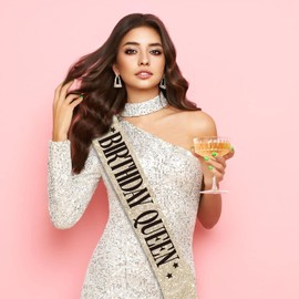 Birthday Queen Sash. "Birthday Queen" Sash - Birthday Sash for Women. Happy Birthday Sash for Girls, Sweet 16, 18th 21st 25th 30th 35th 40th or Any Other Bday Party MS4U Gold