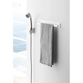 Yamazaki Industries Mist 4231 Magnetic Bathroom Towel Hanger, White, Approx. W 11.0 x D 1.8 x H 2.0 inches (W28 x D4.5 x H5 cm), Bathroom Storage, Towel Bar with Hooks