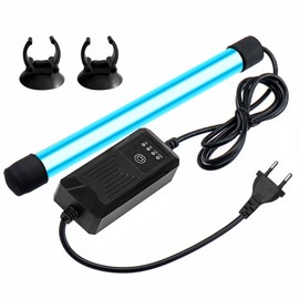 Aquarium UV Steriliser, 9 W Blue Aquarium Clean Light with Timer, Length UV Steriliser Light, Lamps Bacteria Killing for Underwater Sterilisation Algae Removal Deodorisation (EU Plug)