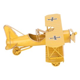 Yunxwd Vintage Airplane Model - Retro Trendy Wrought Iron Lifelike Aircraft Biplane for Desktop Decor Photo Props for Home Ofiice Ornament(Yellow)