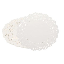 YELARXI Paper Doilies, 9.4 Inch White Lace Doilies Round Disposable Decorative Placemats Hollow Flower for Cakes Desserts Food Crafts Parties Birthday Tableware Decoration (50 Pack, White)