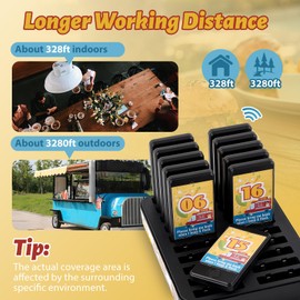 Crispaire Upgraded Wireless Restaurant Pager System – 20 Pagers with 7 Alarm Modes, Long-Range Coverage, Split-Type Design for Restaurants, Food Trucks, Churches, and Hospitals