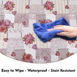 Decoser Heavy Duty Flannel Backed Vinyl Tablecloth with Flannel Backing Easy to Wipe-Clean Oilcloth Waterproof Plastic 54 inch Round 55x55 inch Square 55x71 inch Rectangle Table Cover