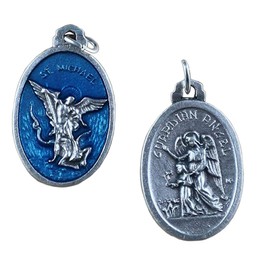 Eurofusioni Silver Plated Medal Saint Michael The Archangel and The Guardian Angel - 10 Pieces