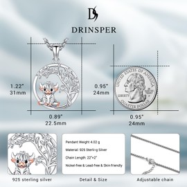 DRINSPER Highland Cow Necklace for Women Tree of Life Highlander Cows Pendant 925 Sterling Silver Cute Animal Scottish Jewelry Charm Gifts for Mom Birthday Mother's Day Daughter Graduation