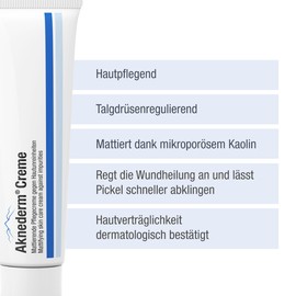 aknederm Creme 2x30g - mattierende Gesichtscreme gegen Pickel & unreine Haut - talgregulierende Feuchtigkeitscreme für ein ebenmäßiges Hautbild - Anti Pickel mit Zinkoxid & ohne Parfüm