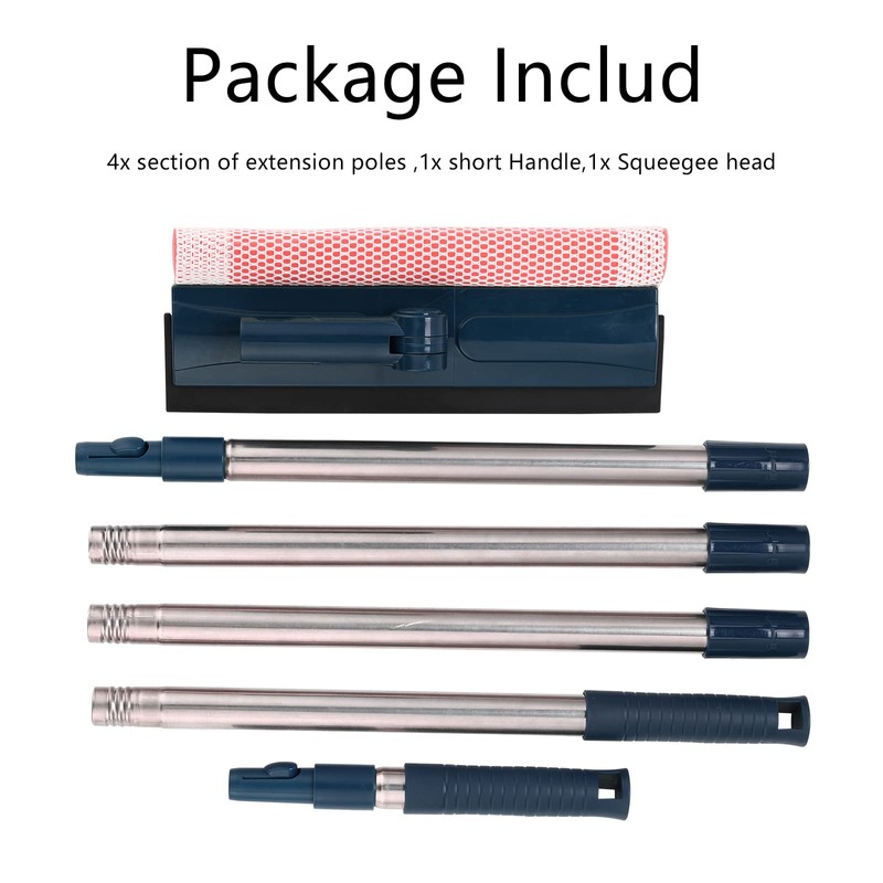 Professional Window Squeegee,2-in-1 Window Cleaner with 56" Long Stainless Steel