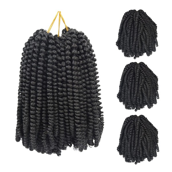 3 Pack Spring Twist Crochet Hair 8 Inch Braiding Hair