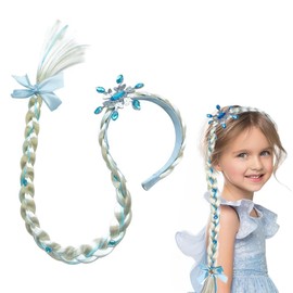 Princess Headband, Crown Headband, Princess Braided Long Wig, Blonde Wig Long Braids Hair, for Birthday Party Costume Cosplay