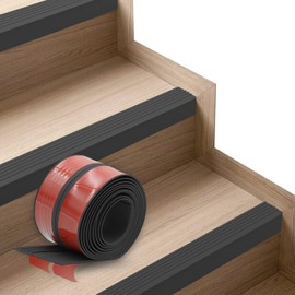 Non-Slip Step Edge Protector, Vinyl Stair Nosing - Self-Adhesive Anti-Slip Stair Nose Edging Trim, Stairway Nose Molding & Nosing Strip for High Traffic-Safety, Indoor-Outdoor Use(Black 2"×2",10Ft)