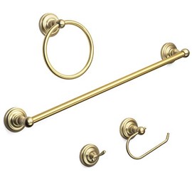 Designers Impressions Royal Series 4 Piece Brushed Brass Bathroom Hardware Set: MBA7700-4