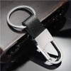 2pcs Keyrings for Men Black Leather Key Fob Metal Keyring