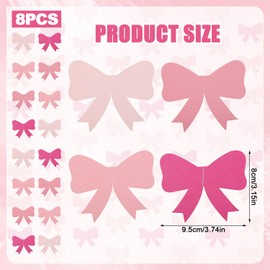 8pcs Pink Bow Hanging Banners, Paper Pink Bow Garland Pink Bow Party Decorations 2 Styles Bow Birthday Decorations Bow Decorations for Party Birthday Anniversary
