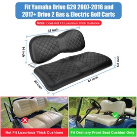 MOSNAI Yamaha Golf Cart Front Seat Cover for Drive G29 2007-2016 and 2017+ Drive 2 OEM Ordinary Seat Cushion, Concave and Convex Design Appearance, Thick Vinyl Leather Comfortable/Breathable
