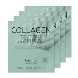 Karuna Máscara de colágeno de hidrogel para cuello y escote desafiante a la edad, ácido hialurónico hidratante, ayuda a la piel a restaurar la