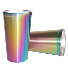 Copas aislantes de doble pared de acero inoxidable (juego de 2) apilables, tazas de café, tazas de té, vasos de cerveza enfriadores, ideales para niños, para viajes, exteriores, camping y todos los