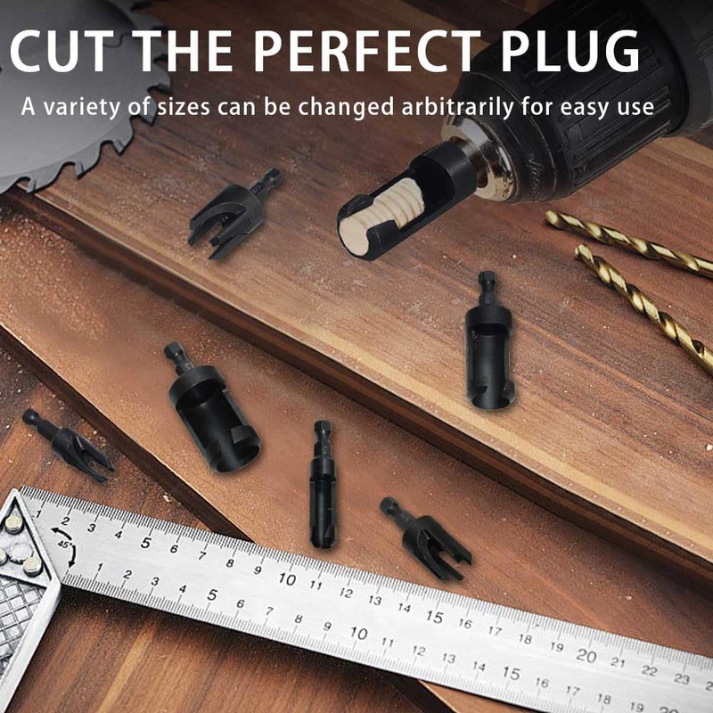 8 Pack Plug Cutters for Woodworking - Straight and Tapered