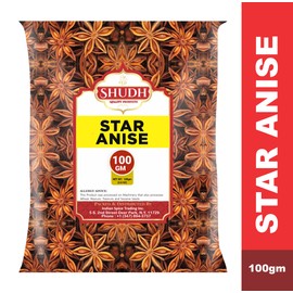 Shudh Star Anise Seeds 100 gm(3.5oz), Whole Chinese Star Anise Pods, Sun Dried Anise Star Spice, Anis Estrella/Badian Khatai/Illicium Verum, Widely Used for Baking, Cooking, and Tea