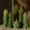 Threlaco 6 Pcs Ribbed Pillar Candles, Green
