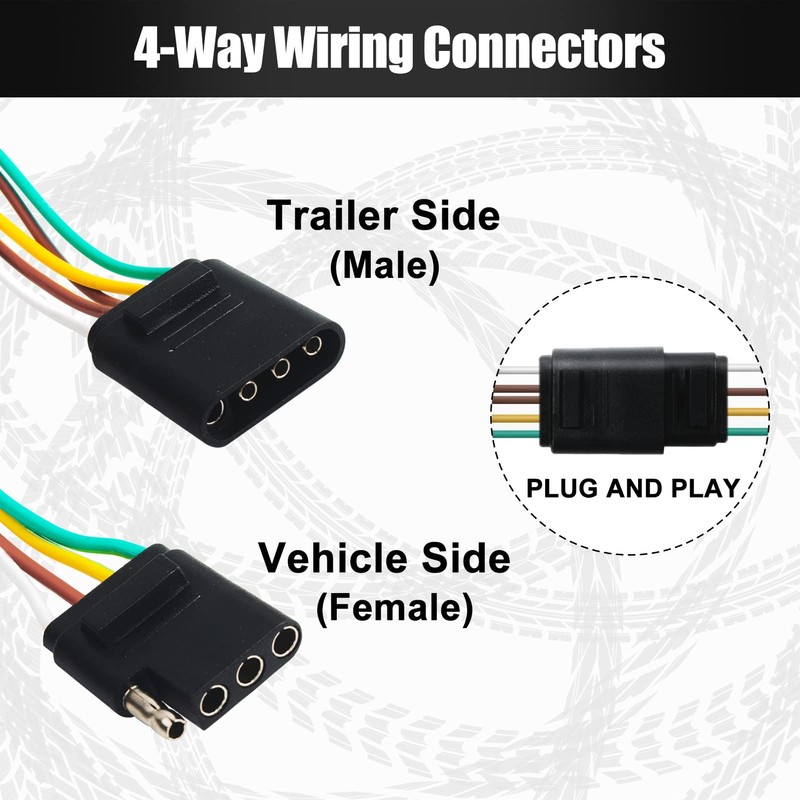 Gonice 25Ft 4 Pin Trailer Wiring Harness Extension Kit, 4-Way
