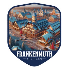 Frankenmuth Michigan Vintage Shield Badge Souvenir - 3-Inch Vinyl Sticker