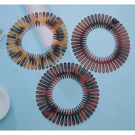 Sowaka 6 Pcs Circular Stretch Comb Plastic Black Brown Circle Spring Headband Flexible Hair Wrap Holder Hair Comb for Women Girls Outgoing Sports Hair Accessories