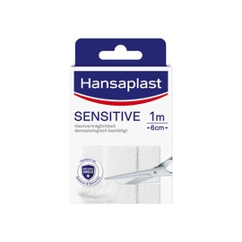 Hansaplast Sensitive Plasters (1 m x 6 cm), Cut to Size and Skin-Friendly Wound Plasters with Bacteria Shield & Secure Adhesion, Painless to Remove Plasters
