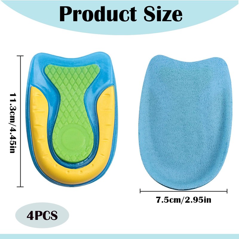 2 Pairs Gel Heel Pads for Plantar Fasciitis Relief -