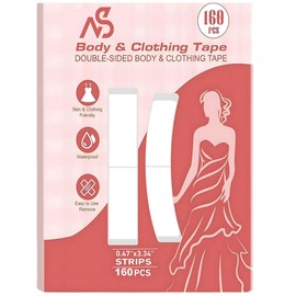 160 Strips Body and Clothing Tape Clear Double-Sided Tape for Clothes,Double Sided fabric Tape,Dress Tape-Strong Hold, Skin-Safe