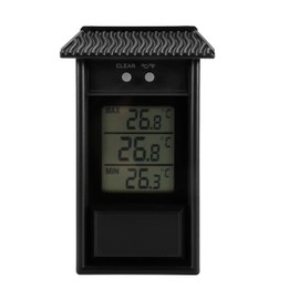 Min Max Thermometer, Digital Greenhouse Thermometer with LCD, Wall Mounted Thermometer Recording Max and Min Temperatures Greenhouse Accessories for Garden Greenhouse, Hole Hook (Black)