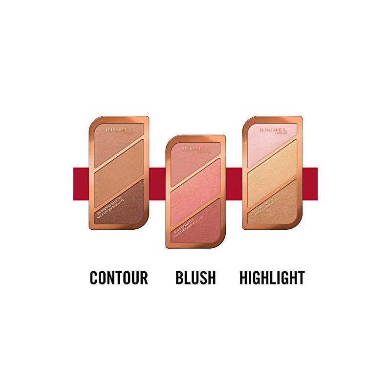 Rimmel Rimmel London Sculpting Highlighter Palette 3-tone, Coral Glow, 18.5