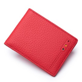 izuruhi Women's License Holder, My Number Card, Credit Card, Pass Case, Skimming Prevention, Bifold Thin, RFID Genuine Leather, red