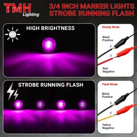 10 Pcs 3/4 Inch Mount Purple LED Clearance Marker Bullet Marker lights, side marker lights, led marker lights, for Truck, Trailer, RV, ATV, Van 12V DC