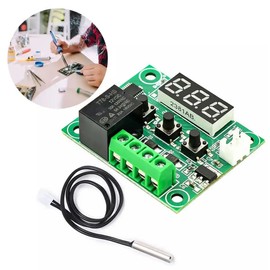 XH-W1209 Digital Heat Cool Temp Thermostat Board DC 12V Micro Thermostat Board with Waterproof NTC Probe 10A One-Channel Relay 2pcs