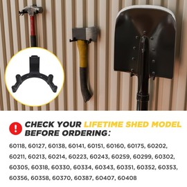LITGURU Tool Hook for Lifetime Shed Accessories: 12 Pcs ABS Storage Shed Hooks for Electric Hand Gardening Tools - Does Not Work on Horizontal Siding Sheds - Black