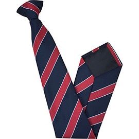 Men's Navy Blue with Red & White Stripe Clip On Neck Tie