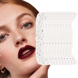 10 Pcs Glitter Freckles Face Tattoo, Face Glitter Makeup Patches, Waterproof Sparkle Freckles Tattoo Fairy Makeup Accessories For Women (Silver)