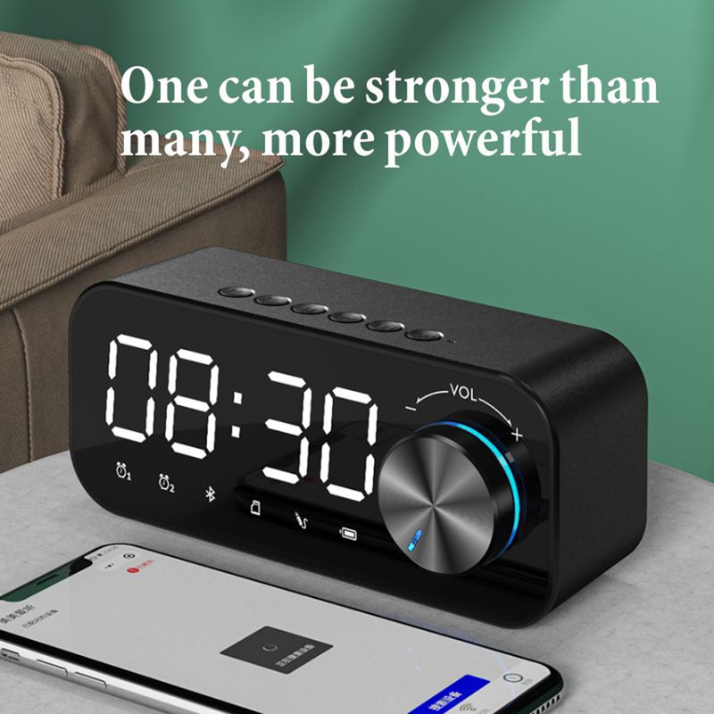 Digital Radio Alarm Clock Bluetooth Speaker Clock with Time and