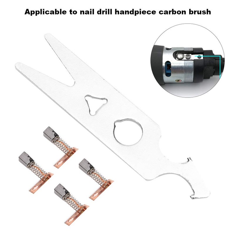 2 Pairs Carbon Brush Wrench Set Nail Drill Handpiece Accessory