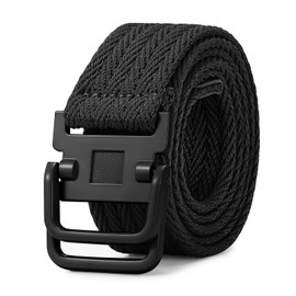 SANSTHS Canvas Belt for Women and Men, Belt Men with Double Ring Alloy Buckle for Jeans Pants, Black S