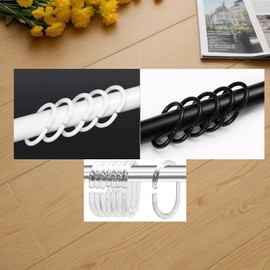 DWUENT 36 Pack Shower Curtain Hooks, Black/White/Transparent PP Rings with Reinforced Anti-Rust & Anti-Deform, Strong Hold Bathroom Shower Rods, Easy Snap Closure (24, transparent)