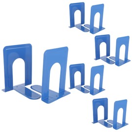 ZOFUN 10 Pcs Book Ends, 12.6 x 14.8 x 17 cm Heavy Duty Bookends, Metal Book Ends Blue, Anti-slip Book Stoppers for Decor, Home, Office, Library, School